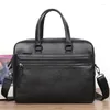 Briefcases Leather Men's Briefcase Bag Large Capacity Laptop Handbags Male Genuine Shoulder Bags High Quality Men Business