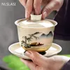 Retro keramisk gaiwan teacup handgjorda sancai te turen kinesiska tesvarare tillbehör dricker bärbar rese personlig kopp