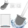 Brosse de toilette en silicone avec support de fuite d'eau Brosse de nettoyage WC Brosse de nettoyage de toilette à longue manche accessoires de salle de bain