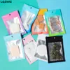 Gradients Plastisk blixtlås Väska Clear Window Foil Tack Present Baggies Pack Kosmetiska smycken Hängväskor Retail Accessory Pouch