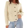 Kvinnors stickor Vintage Women Cardigan Top Single-Breasted Long Sleeve Round Neck Knit Commute Soft Pockets Lady Jacket