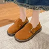 Casual Shoes Plus Size Women's Short Plush Slip på 2024 Fahion Keep Warm Flat Clogs for Women Outdoor Platform