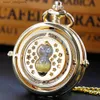 Pocket Watches New Quartz Pocket Fashion Gold Classic Luxury Hollowed Dial Design Lady Men Neutral Stainless Steel Pendant Necklace Gift Y240410