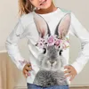 Camisetas kawail animais coelhos 3d impressos tshirts longos crianças verão moda menino casual menina unissex redondo pescoço camiseta tees de meninas roupas 240410