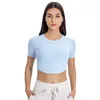 L-S079 Kadın Yoga Kısa Kol, Sports Top, Açıkta Kafalı Yeni Seksi Mahsul Üstü, 2.0 İnce Fit ve Vücut Şekillendirme, Fitness, Koşu ve Dans için Uygun