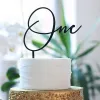 Bébé "One" acrylique joyeux anniversaire gâteau topper en or noir gâteau d'anniversaire topper pour décorations de gâteau