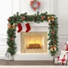 Kerstdecoraties ornamenten Xmas Tree Garland Rattan Home Wall Pine Hangende groene kunstmatige krans open haard nieuwjaar decor 2252V