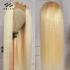 Unice Hair 613 Blonde Straight Lace Front Human Hair Wigs Peruvian 13x4 Blonde Transparent Lace Wig 180 Density Human Hair