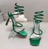 Rene Caovilla Sandals Crystal verfraaid met Rhinestone High Heels Designer Dames High Heel Luxe Designer enkel rond Evening Jurk Shoes Snake Stilettos.