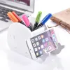 Holzstifthalter Schreibtisch Stiftstift Organizer Speicher mit Telefonhalter Stand Organizer für Smartphone -Zubehör