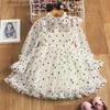 Mädchenkleider 2-7 Jahre Polka-Dot-Mädchen Prinzessin Kleid für Kinder Frühling Herbst Langarm Elegante Geburtstagsfeier Kleid Kinder Casual Clothes L47