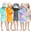 4 6 8 10 12 Y Mädchen Robe für Kinder Schlafpajamas Einhornbad Robe Winter warmer lila Regenbogen mit Kapuze -Nachtwäsche Geburtstagsfeier PJs