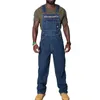 Herren Jeans Frühling/Sommer lässige Feste Farbe Denim Jumpsuit Weitbeingurte Arbeitskleidung mit Taschen 2024