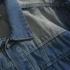 Menina de pista masculino Terno de jeans lavado Turno High Street Collar Casta de peito único Jeans Longo Jeans Longo Cowboy Longo Conjuntos de duas peças