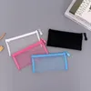 Förvaringspåsar A4 A5 A6 MESH PENCIL CASE Simple Transparent Document Bag dragkedja Stationer Nylon Office School Supplies Wholesale