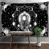 Astronauta blanco tapiz pared colgante hippie tapiz bruja psicodélica misteriosa universo dormitorio estrellado decoración