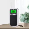 Rádio portátil portátil Radio Digital Display Mini Pocket Radio Lanterna multifuncional Modo de suspensão de rádio 3,5 mm