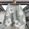 Мужские шорты Дизайнерский цветочный график Harajuku негабаритные шорты Женщина повседневная печатная уличная одежда короткие брюки 16QA#