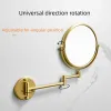 Makeup Mirror Brushed Gold Brass 360 Rotate Mirror 3 X Magnifying Bathroom Mirror Drill Hole Folding Shave 8 Inches Round Mirror