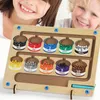 Educational Toy Color Matching Magnetic Bead Moving Game Popular Wooden Magnetic Color Counting Maze Toy