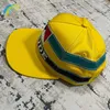 Geborduurde gestreepte patch gele rhude honkbal cap mannen vrouwen 1 1 hoogwaardige buitenste zonnebrandcrème verstelbare hoed wijd brim249c