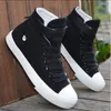 Zapatos casuales para hombres lienzo primavera otoño 2024 encaje-up alto estilo negro de moda negras estudiantes jóvenes vulcanizan