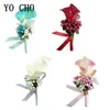 Yo Cho Corsage Boutonniere Pin Corza di nozze Boutonniere per sposo Flowermaid Flower Calla Lily Buttonhole Men Wedding Witness Testimone