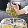 Storage Bottles Rice Grain Dispenser 1PCS Durable Large Capacity Round Cereal Multifunctional 360 Degree Rotating Food