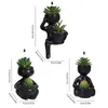 Decorative Flowers 3Pcs Succulents Plants Artificial In Pots Small Resin Greenery Ceramic Pot For Home & Living Decor