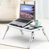 Lapdessks BESEGAD PROTABLE VOOKTE Verstelbare laptopbedvak USB Notebook PC Tabel Deskstand Stand met 2 koelventilatoren Mouse Cuphouder Black