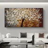 Leinwand Gemälde moderne große Größe abstrakter Weißgold Geldbaumblume Poster Wandkunst Bild für Wohnzimmer Home Dekoration