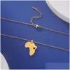 Collane a pendente likgreat animale africa mappa con bandiera hip-hop in acciaio inossidabile in acciaio israelico gioielli mappe africani per donne uomini drop de dhrzh