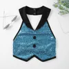 Sequins Jazz Dance Vest Tops Kids Boys Filles Halter Halter Hip-Hop Street Dance Fancy Waistco Choir Gire Gest Performance Performance Dancewear