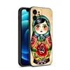 Российские куклы Matryoshka Телефон для Apple iPhone 12 13 Mini 11 14 Pro X XR XS Max 6 6S 7 8 Plus SE 2020 2022 5S Black Cover Cover