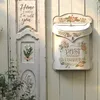Boîte à la boîte aux lettres en métal extérieur Design de style vintage Boîte postale pour quitter le message mural post-décoration de jardin