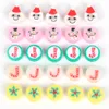 30st julpolymerlera pärlor 10 mm Loose Candy Snowman Santa Claus Clay Pärlor för smycken som tillverkar DIY -halsbandsarmband