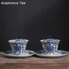 Jingdezhen Blue et blanc Porcelain Tea Gaiwan Tae tasse de thé à la main Cérémonie de thé à la main