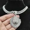 Naszyjniki wiszące mężczyzn Kobiety Hip Hop Lion Naszyjnik z kryształową łańcuchem kubańskiego 13 mm lodowany Bling Hiphop Animal Jewelry 230613