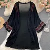 Boho Beach Cover-Ups for Women Tops Robe Cotton Rayon Vintage Ethnic Brodery Summer Bluses Casual Cardigan Vestidos