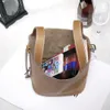 2024 Cowhide Simple Women's Lychee Pattern, Hand-held Square Bag, Portable Bucket Shopping, Vegetable Basket Small Bag