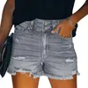 Dames shorts Women Rolden Hem Stijlvolle hoge taille denim met gescheurde randdetail Slim Fit -knop Sluiting zacht voor de zomer