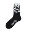 Chaussettes de femmes 1 paire mode Hip Hop Hit Color on Fire Fire Flame Flame Blaze Power Torch Warmth Street Skateboard