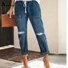 Jeans femminile pantaloni deminiche strappate da donna pantaloni di vita elastica sexy taglio 2024 America Europe Fashion Hole Pencil