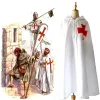 Halloween Medieval Rom Katolska Templar Knights Crusader War Costume Men Cape Cloak Robe Tunic Shirt Cosplay Outfit för vuxen