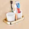 Badkamer accessoires set gouden messing vierkant papier tissue houder handdoekstaaf zeep mand handdoek rek glazen plank badhardware