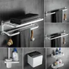 Bathroom Accessorie Set Aluminium Towel Rack/Ring Paper/Toilet Brush/Hair Dryer Holder Hook Tissue Box Coner Shelf Bath Hardware