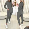 Damen zweiteilige Hosen Y2K INS Kleidung Langschläfe Kapuze -Sweatshirt Top Bodycon Set Herbst Frauen Tracksuit Sport Fitness Outfits Drop dhinv