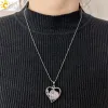 CSJA Reiki Stone Natural Heart Pendant Collier guérison Amethystes Colliers de cristal rose pour hommes femmes bijoux Accessori G920