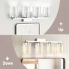 Moderne gebürstete Nickel -Badezimmer -Beleuchtungskörper über Spiegel mit klarem Glasschatten für Badezimmerbett - 4 Leichte Waschtischleuchten dimmbar 5 CCT -Badezimmerleuchten LED LED