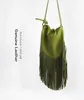 Bolsas de noite Mulheres Fringe Messegner 100 Genuine Leather Tassel Hobo Hippie Gyspsy Bohemian Green Crossbody Bag1659757